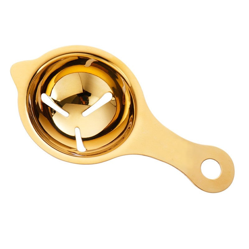 Separator de Oua Profesional, Dispozitiv pentru Separarea Galbenusului cu Suport pentru Bol, Otel Inoxidabil, 14x7.5 cm, Auriu