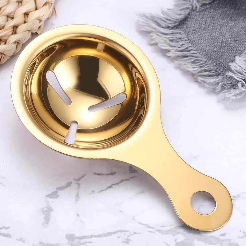 Separator de Oua Profesional, Dispozitiv pentru Separarea Galbenusului cu Suport pentru Bol, Otel Inoxidabil, 14x7.5 cm, Auriu