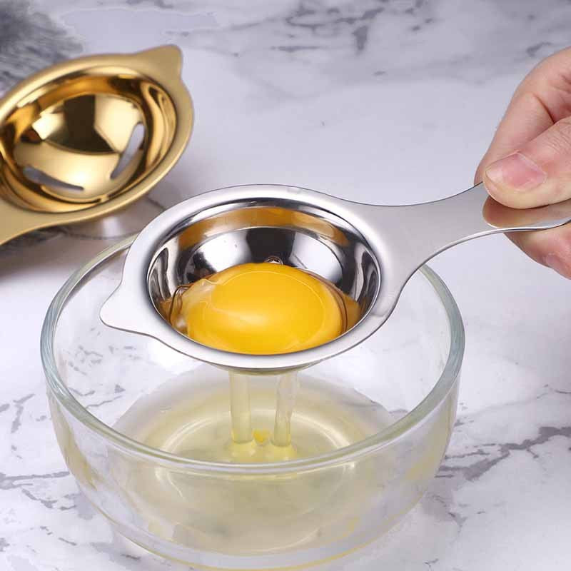 Separator Oua, Dispozitiv de Separare Albus de Galbenus cu Suport pentru Bol, Inox Alimentar, 14x7.5 cm, Argintiu