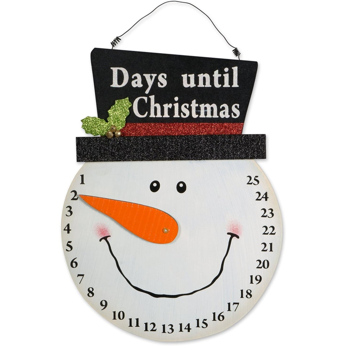 Calendar Advent Crăciun, Decorațiune Numărătoare Inversă Sărbători, Model Om de Zăpadă, Poliester, 37 x 22 cm, Alb