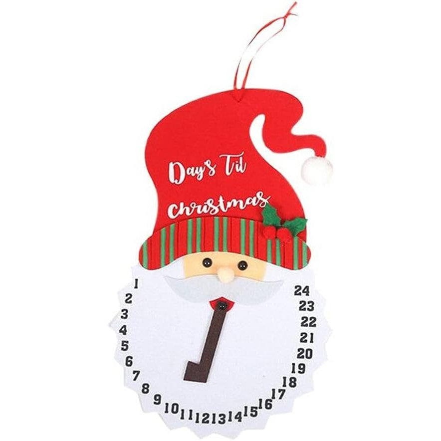 Calendar Advent Textil, Decoratiune Craciun cu Numaratoare Inversa, Model Mos Craciun, Poliester Durabil, 37 x 22 cm, Rosu