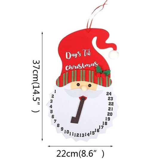 Calendar Advent Textil, Decoratiune Craciun cu Numaratoare Inversa, Model Mos Craciun, Poliester Durabil, 37 x 22 cm, Rosu