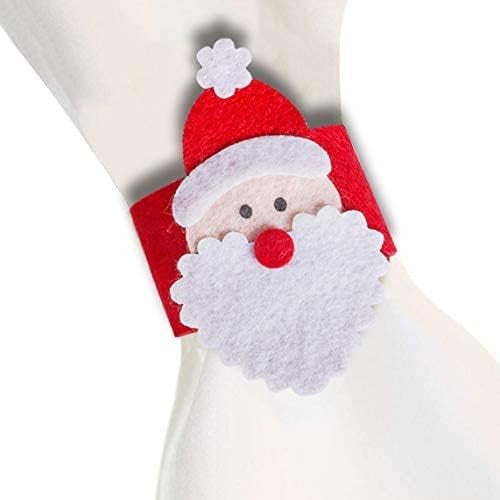 Husa Decorativa pentru Tacamuri si Servetele, Model Mos Craciun, Design Festiv de Craciun, Material Textil si Poliester, 5.5 x 10 cm, Rosu