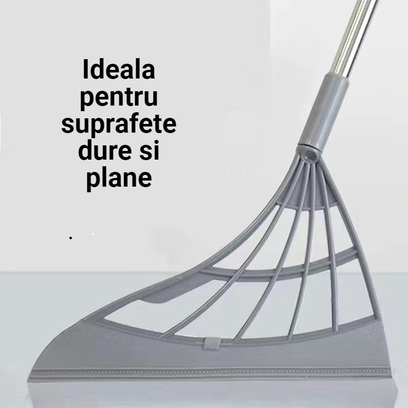 Set Matura cu Faras si Matura Magica din Silicon, Sistem Colectare Par si Praf, Margine Cauciuc, Plastic si Otel Inoxidabil, Gri, 90 x 72 x 100 cm