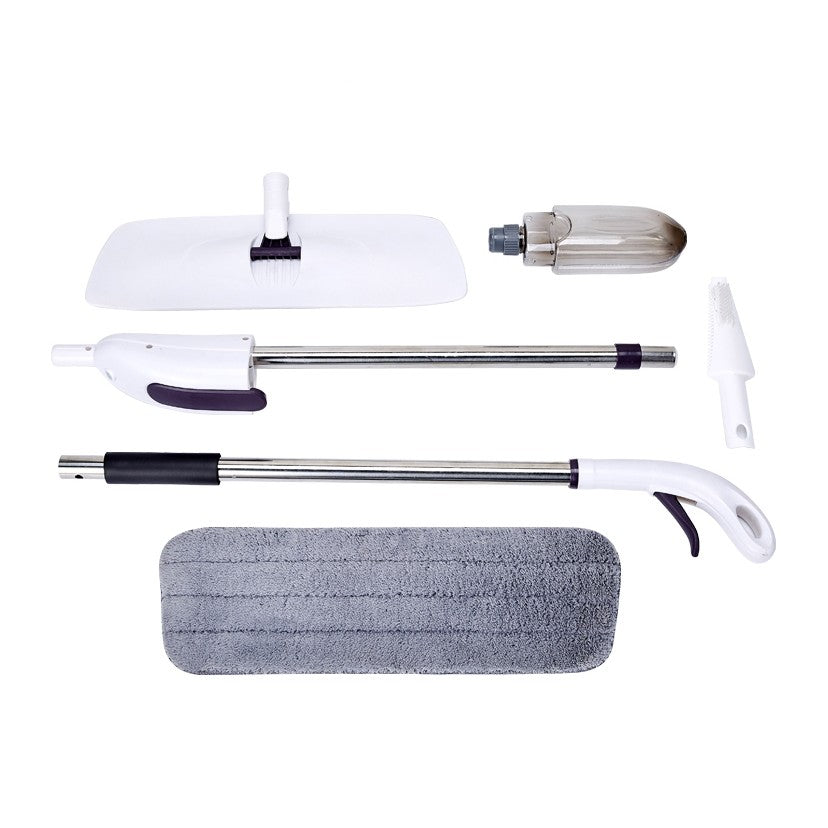 Mop Plat cu Pulverizator 2 in 1, Sistem Spray si Rezervor Detasabil, Coada Aluminiu si Rezerva Microfibra, Utilizare Umeda si Uscata, Plastic, 125x40 cm, Alb/Mov