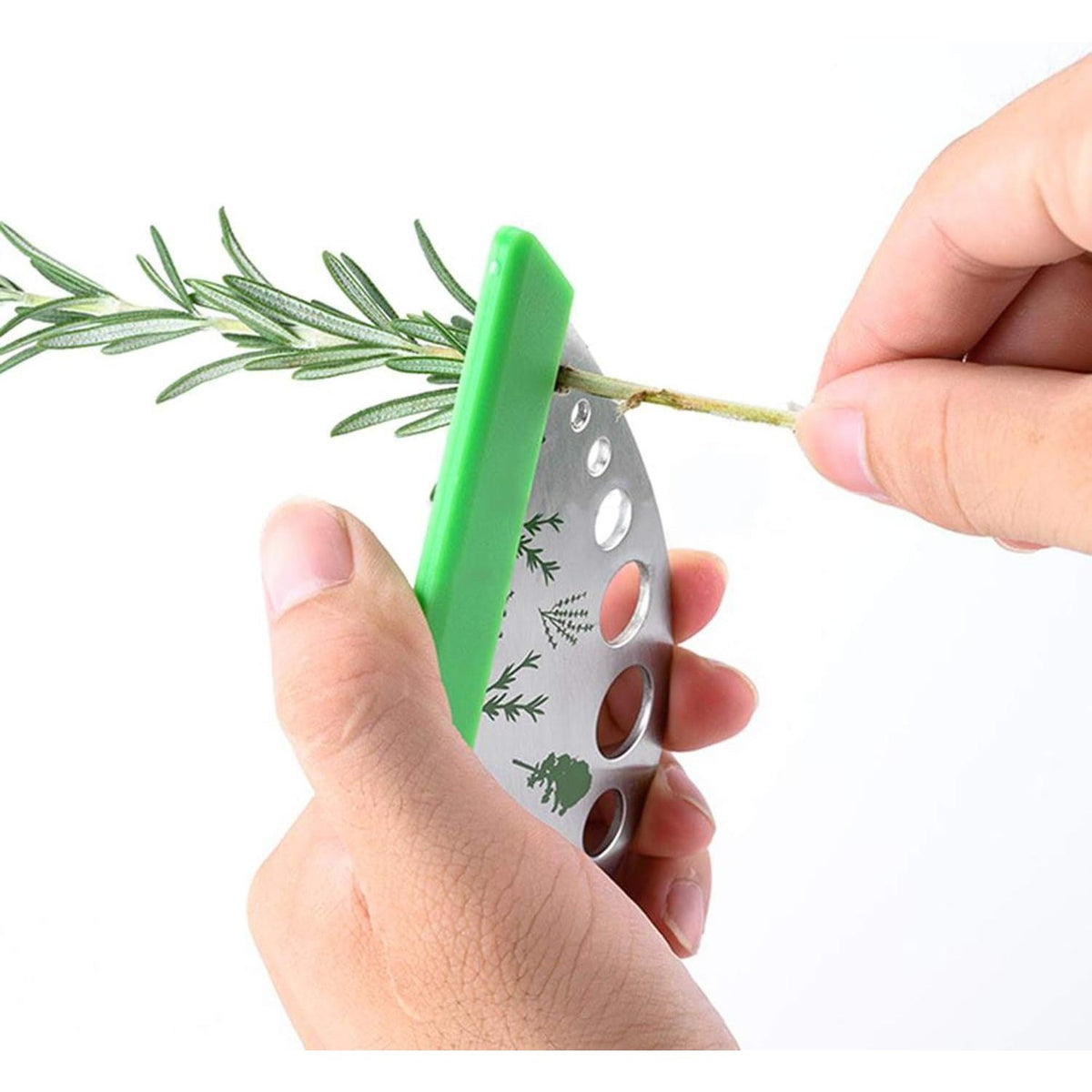 Tocator Manual Si Dispozitiv Curatare Ierburi, Instrument Multifunctional Cu 9 Gauri Pentru Frunze, Margini Ascutite Si Maner Ergonomic, Otel Inoxidabil Rezistent La Rugina, 12.3 x 6.9 cm, Argintiu