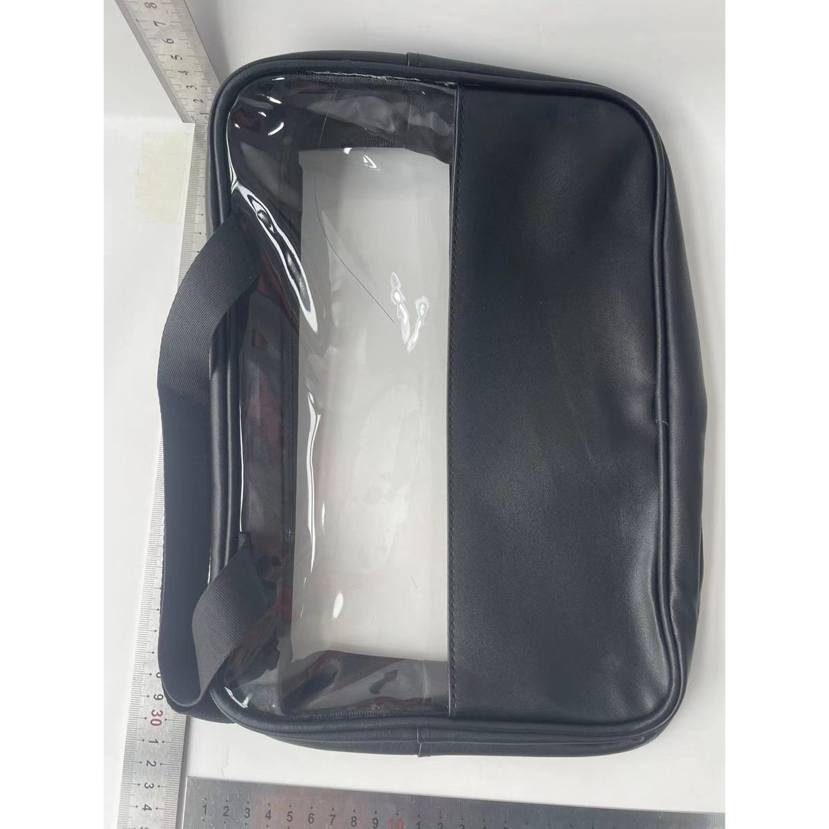 Geanta Cosmetice pentru Voiaj si Organizare, Impermeabila cu Maner, Material PVC si Textil, 30 x 21 x 12 cm, Negru