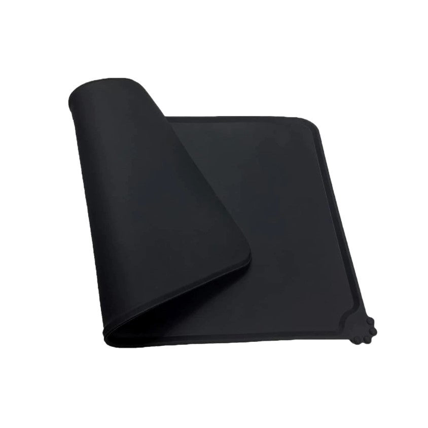 Covoras Silicon pentru Boluri Animale de Companie, Suprafata Antiderapanta, Margini Ridicate Anti-Scurgere, Rezistent la Caldura, Lavabil, 48.5x30 cm, Negru