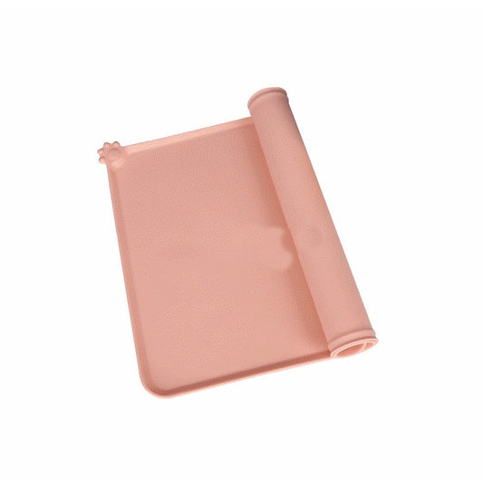Covoras Alimentare pentru Animale, Suport Antiderapant pentru Boluri Apa si Mancare, Margini Ridicate Anti-Varsare, Silicon Non-Toxic, Rezistent la Caldura, 48.5x30 cm, Roz
