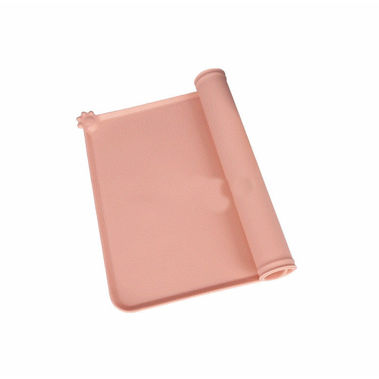Covoras Alimentare pentru Animale, Suport Antiderapant pentru Boluri Apa si Mancare, Margini Ridicate Anti-Varsare, Silicon Non-Toxic, Rezistent la Caldura, 48.5x30 cm, Roz