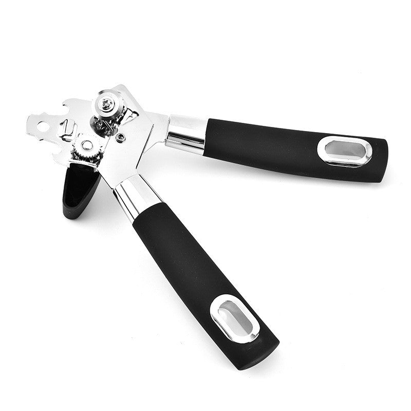 Desfacator de Conserve Multifunctional, Deschizator Manual cu Margini Sigure, Otel Inoxidabil si Maner Antialunecare, Agatatoare Inclusa, 21.6 x 6 cm, Argintiu/Negru
