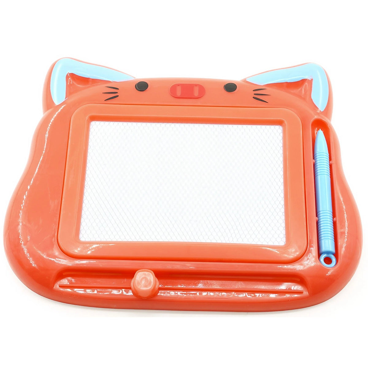 Tablita Magnetica de Scris si Desenat pentru Copii, Model Pisica cu Creion si Buton Stergere, Material Plastic, 23.2x18.5 cm, Rosu