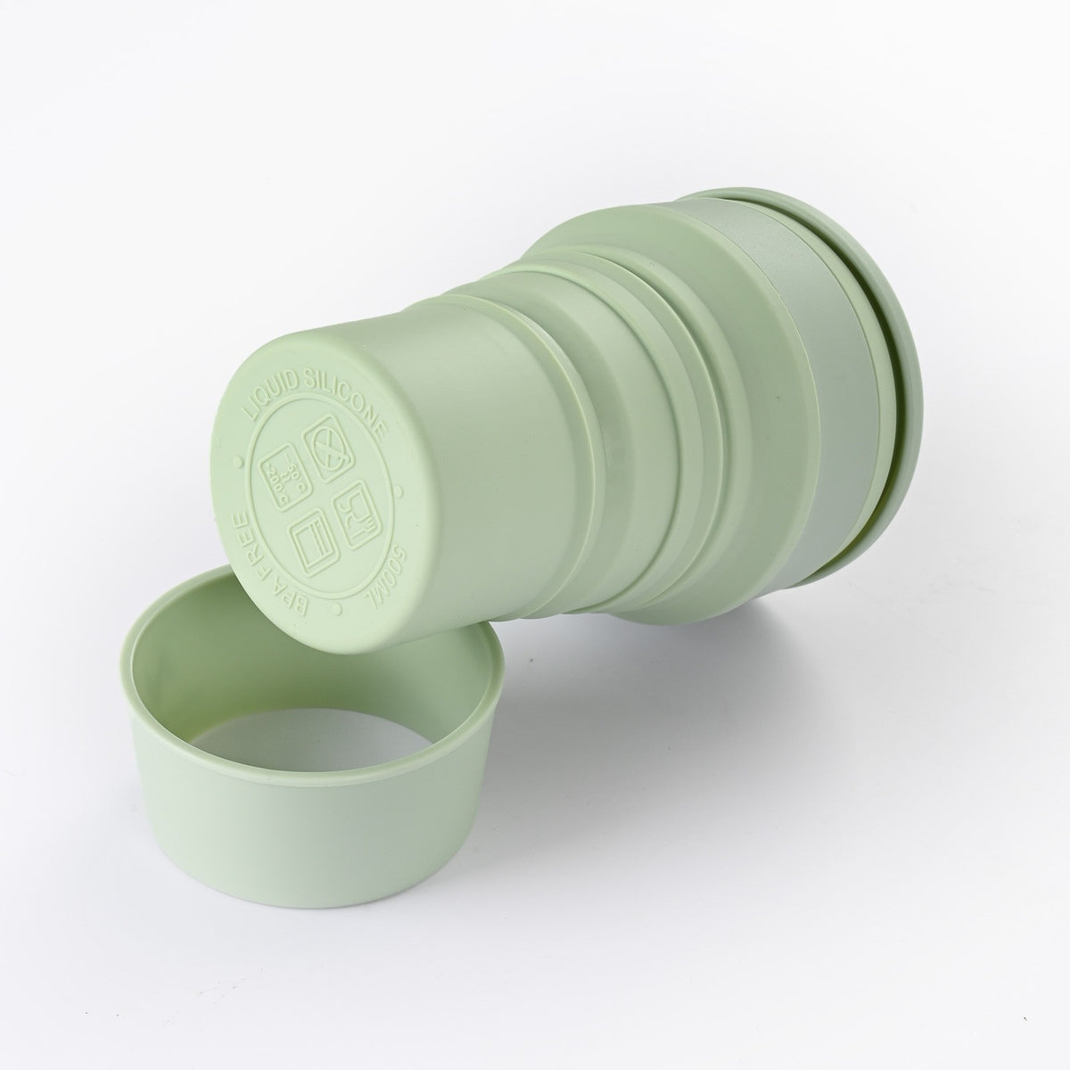 Pahar Pliabil din Silicon pentru Calatorii si Camping, Cana Portabila Reutilizabila, Material Ecologic Fara BPA, 350 ml, Verde, 8.2x6.3x9.1 cm