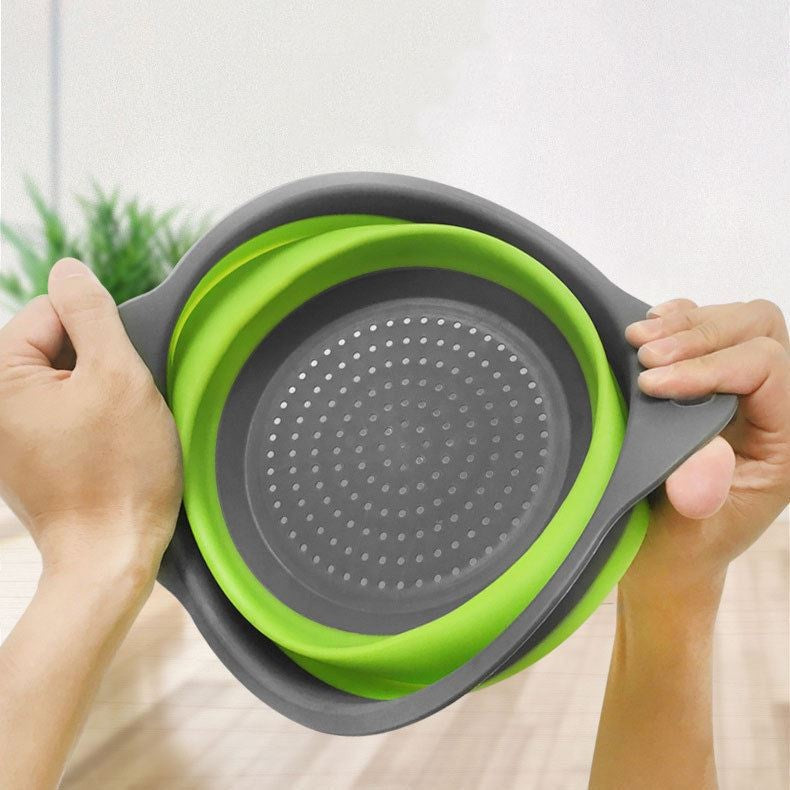 Set 2 Strecuratori Pliabile din Silicon Alimentar, Design Rotund cu Manere Ergonomice, Fund Antiderapant, Compatibile cu Masina de Spalat Vase, Verde