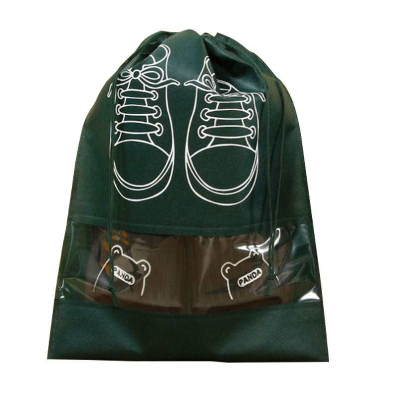 Sac Depozitare Incaltaminte pentru Voiaj, Organizator Pantofi Rezistent la Praf, Compatibil cu Masina de Spalat, Material Textil, 27 x 36 cm, Verde Inchis