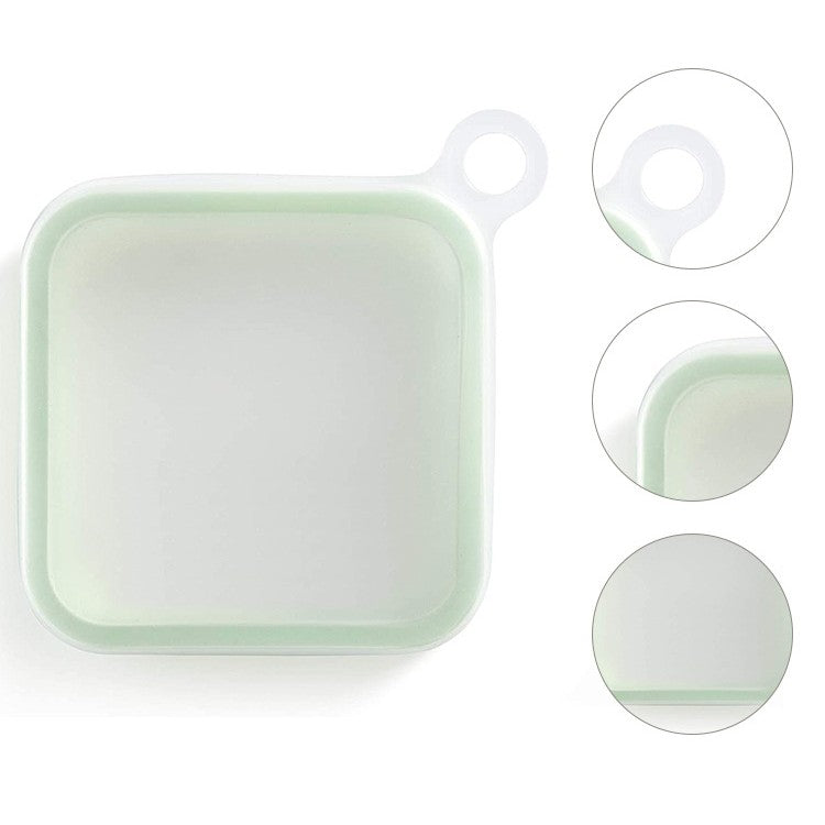 Caserola Pentru Sandwich Reutilizabila, Cutie Portabila Pentru Gustari, Capac Anti-Scurgere, Silicon si Polipropilena, 15.5 x 15.5 x 2.5 cm, Verde