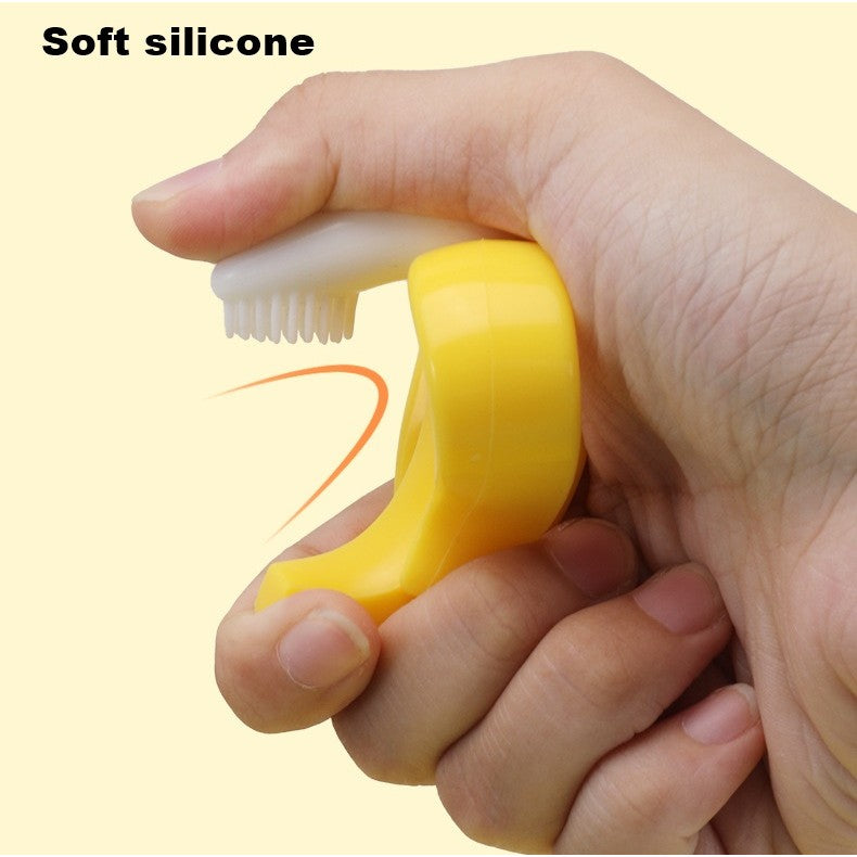 Jucarie Dentitie Bebelusi, Model Banana cu Manere Ergonomice, Silicon Non-Toxic Fara Miros, 10.5x5.9 cm, Galben