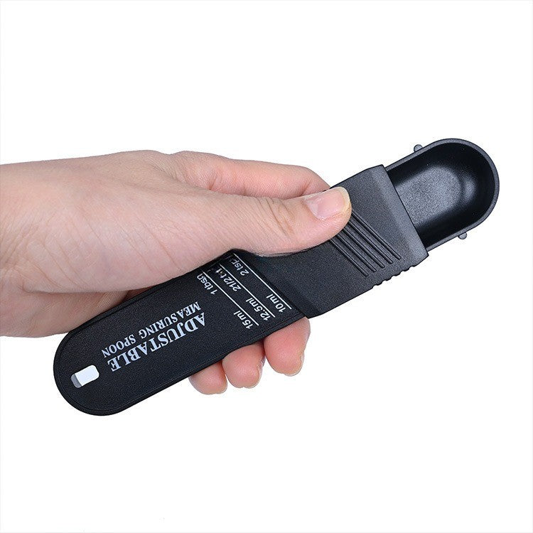 Set 2 Linguri Masurare Ajustabile, Dozator Ingrediente cu Mecanism Glisare, Material Plastic ABS, 16x3.5x1.6 cm, Negru