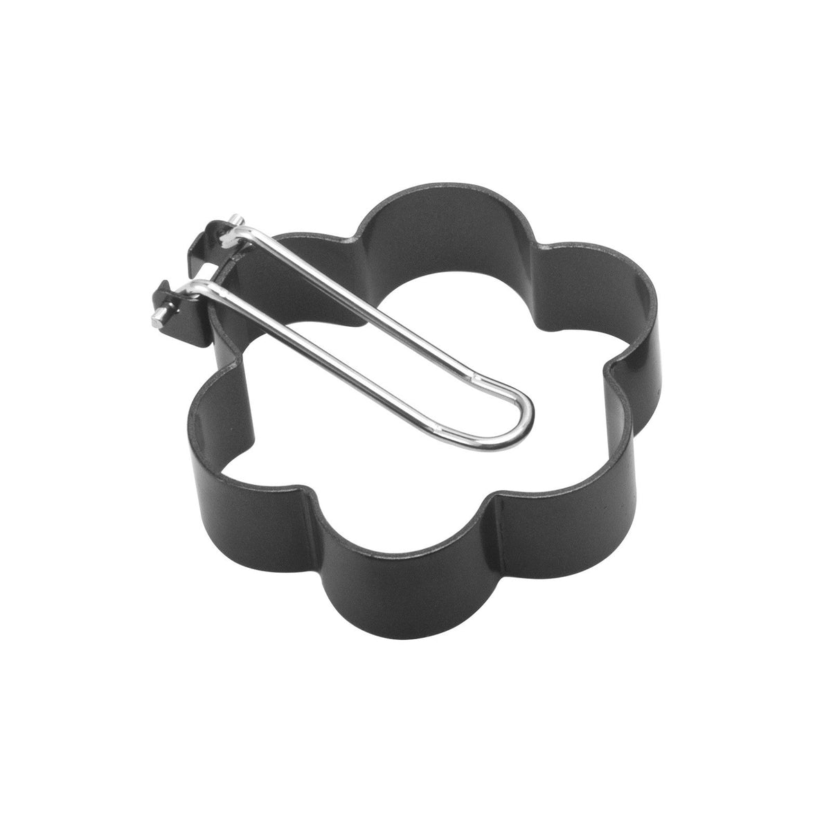 Set 4 Forme pentru Oua Ochiuri si Clatite, Inele Rotunde din Otel cu Strat Antiaderent, Maner Pliabil din ABS, Diametru 7.5 cm, Negru
