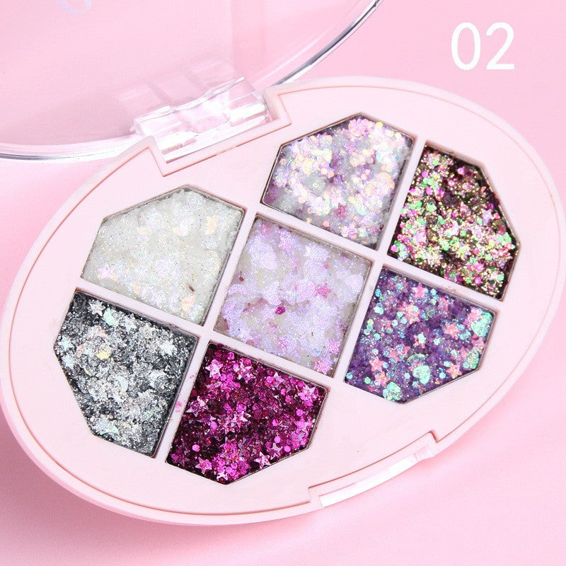 Paleta Gel Cu Glitter Pentru Corp Si Par, Sclipici Rezistent La Apa Fara Lipici, Set 7 Nuante, Multicolor, 50 g