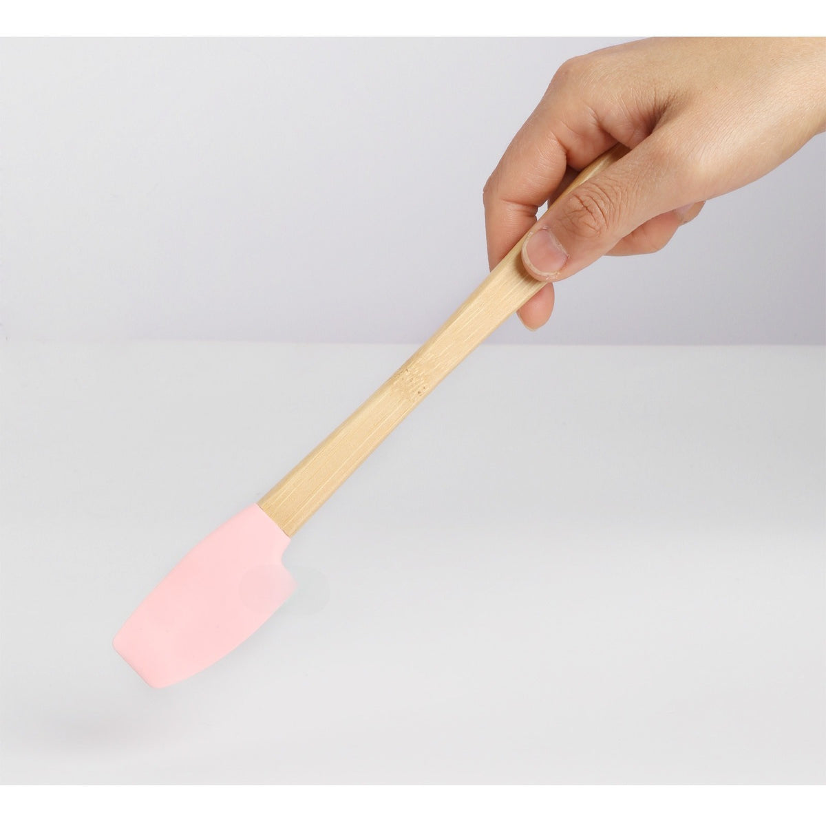 Set 5 Mini Spatule de Silicon si Pensula, Rezistente la Caldura 232 Grade, Maner Lemn Stejar, Multicolor, 21 x 3 cm