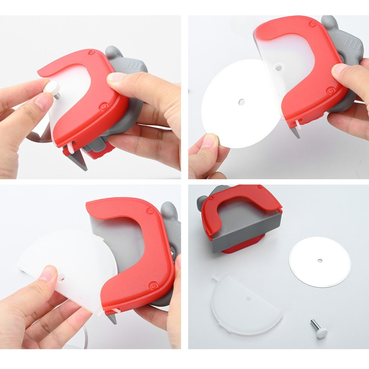 Cuțit Circular pentru Pizza, Rolă Tăiere cu Capac de Protecție și Mâner Ergonomic, Oțel Inoxidabil și Plastic, 11.5 x 12.5 cm, Roșu