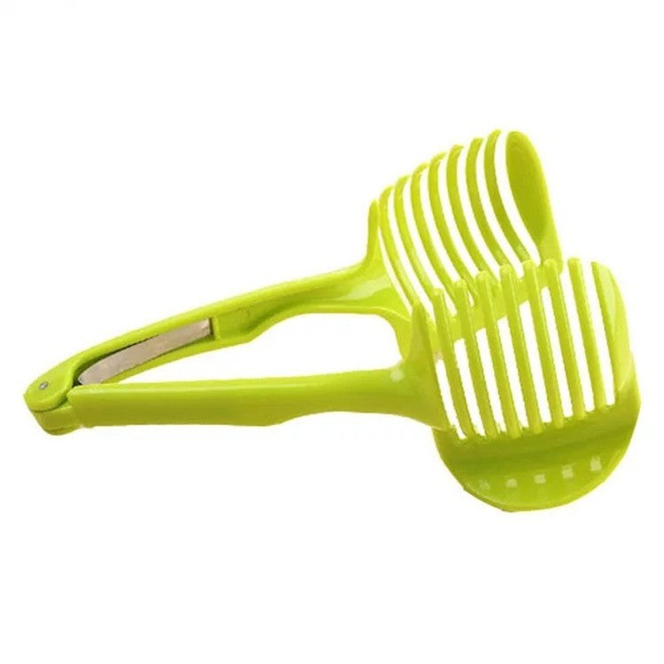 Cleste Suport pentru Feliat Legume si Fructe, Dispozitiv pentru Taieri Uniforme, Material ABS Rezistent, 18.5 x 8 cm, Verde