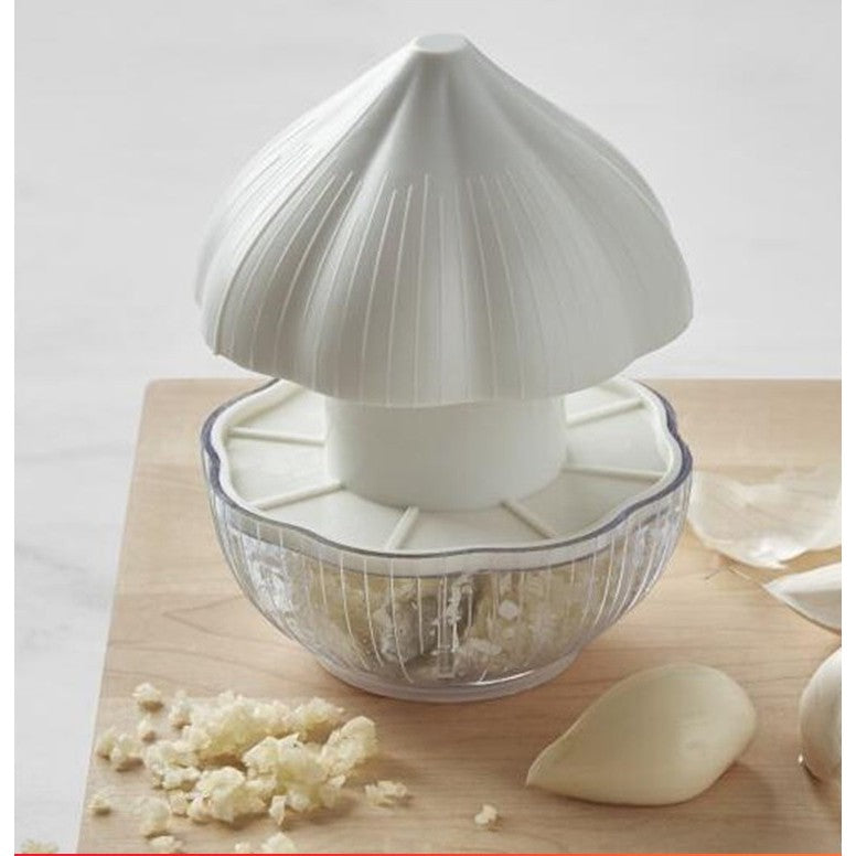 Tocator Manual Pentru Usturoi, Actionare Prin Apasare, Design Ergonomic, Lame Din Otel Inoxidabil si ABS, 9.5x9.5x9.3 cm, Alb