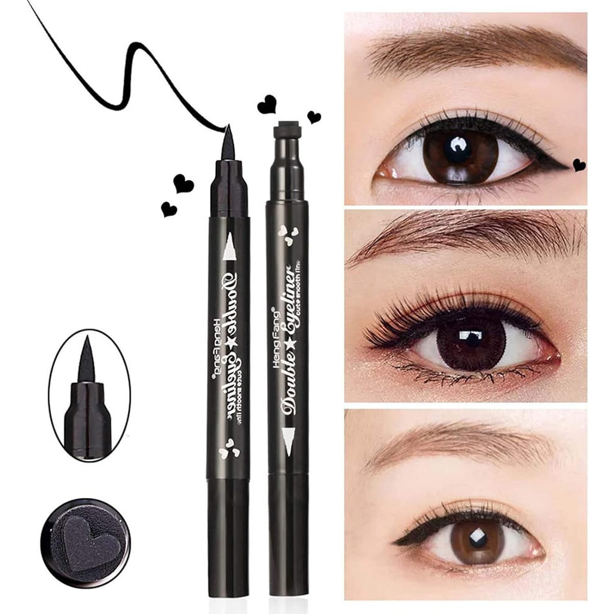 Tus Lichid pentru Ochi si Corp, Eyeliner 2 in 1 cu Stampila in Forma de Inima, Formula Rezistenta la Apa si Uscare Rapida, Finisaj Mat, 50 g, Negru
