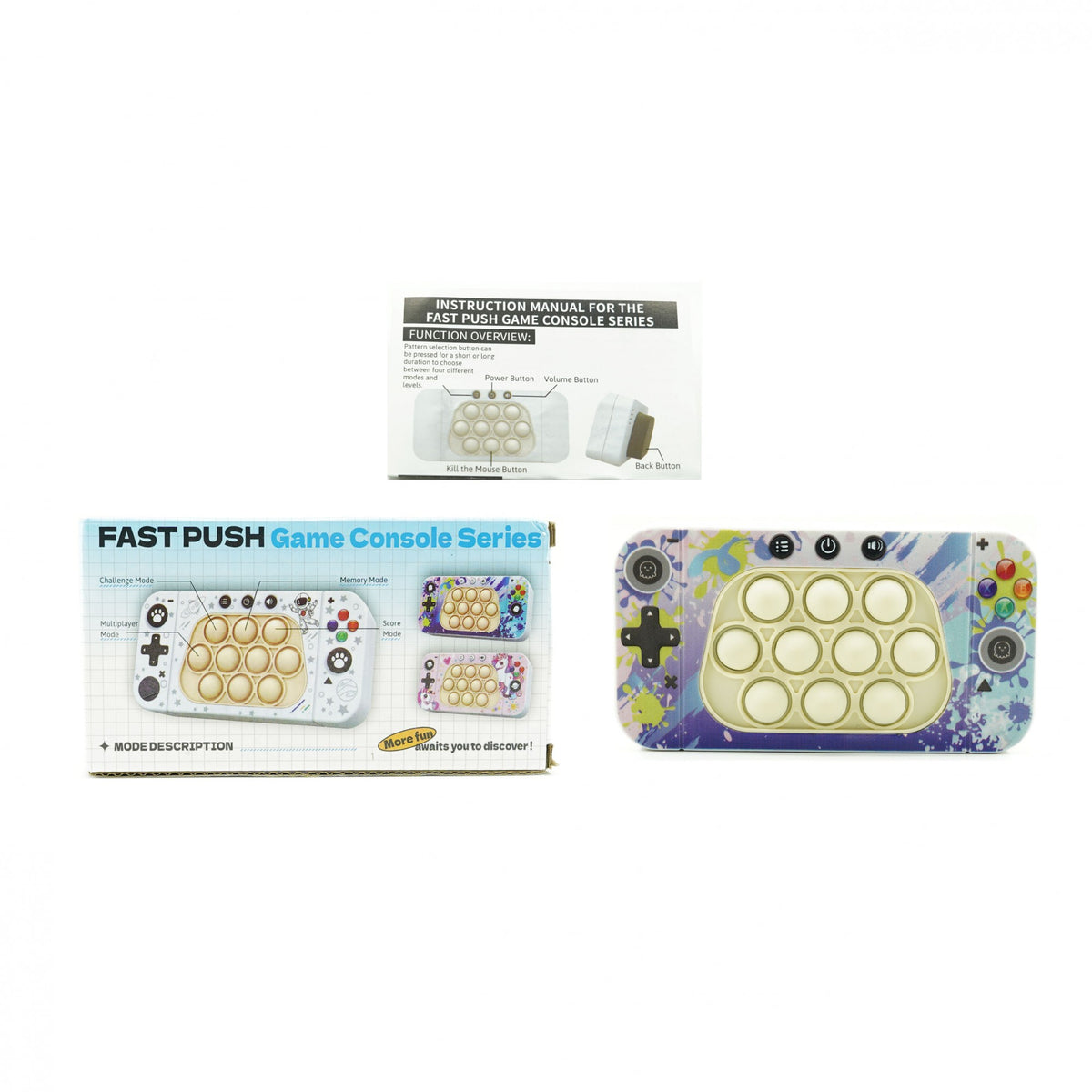 Joc Interactiv Tip Consola Speed Push Whack-A-Mole, Joc de Viteza Pop It cu Nivele, Sunete si Lumini, Material ABS si Silicon, 15.5 x 7.6 x 5.3 cm, Multicolor