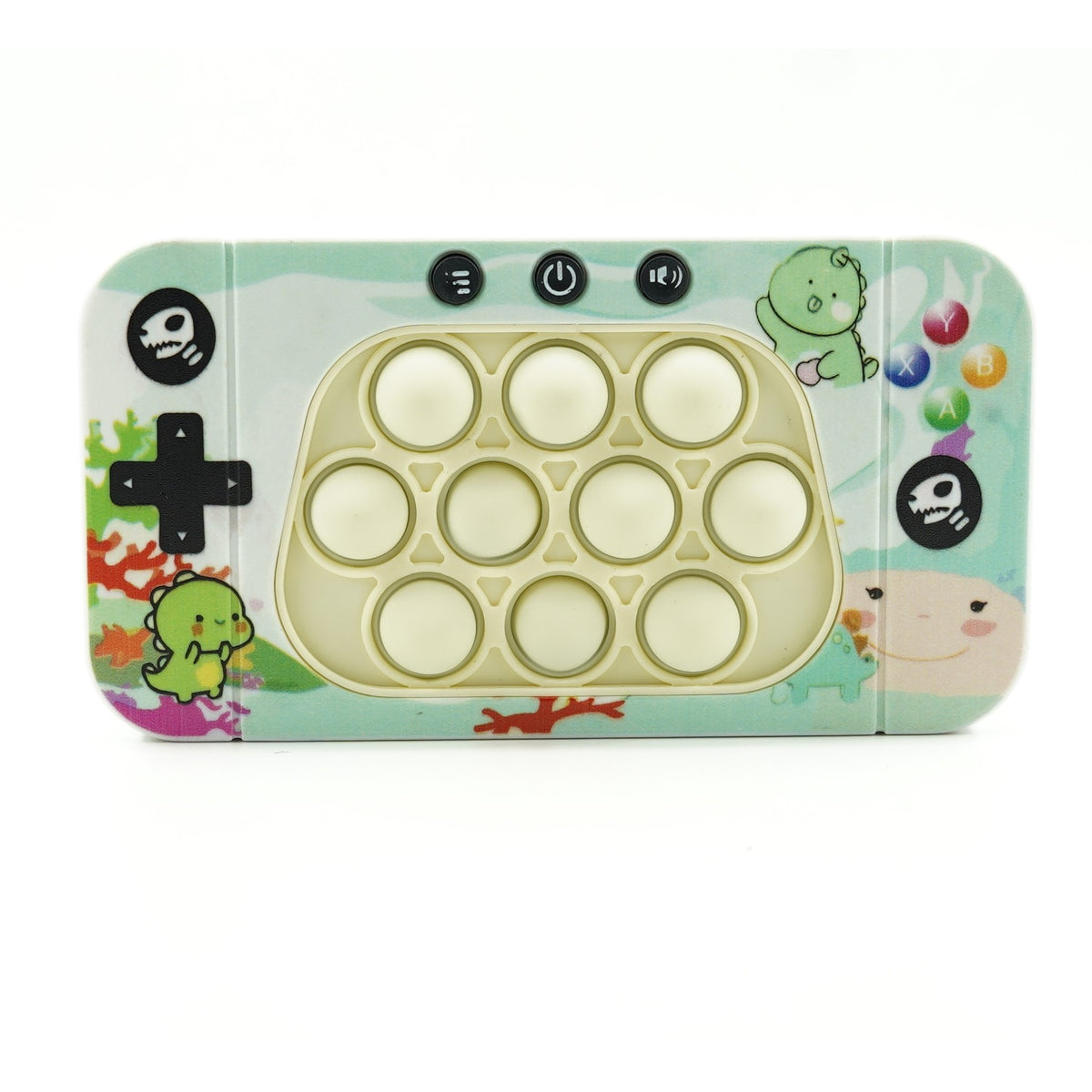 Joc Interactiv Tip Consola Speed Push, Whack-a-Mole si Pop It, Dezvoltare Cognitiva cu Nivele, Lumini si Sunete, Material ABS si Silicon, Model Dinozaur, Verde, 15.5 x 7.6 x 5.3 cm