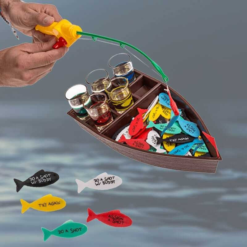 Joc De Baut La Pescuit, Set Undita Magnetica Si Pesti Cu Provocari, 6 Pahare Shot Din Sticla, Accesorii Petrecere, 31 x 15 x 5 cm, Multicolor