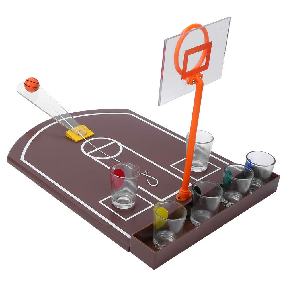 Joc De Baut Tip Baschet, Arcade Shot Pong Cu Cos Si 6 Pahare De Shot Din Sticla, Set Petrecere Interactiv, 30 x 22.5 x 24 cm, Multicolor