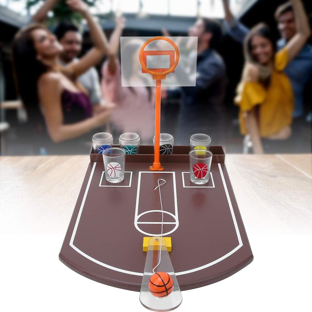 Joc De Baut Tip Baschet, Arcade Shot Pong Cu Cos Si 6 Pahare De Shot Din Sticla, Set Petrecere Interactiv, 30 x 22.5 x 24 cm, Multicolor