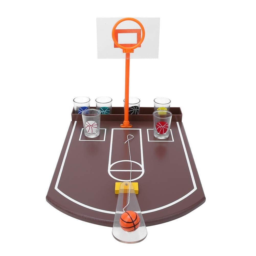 Joc De Baut Tip Baschet, Arcade Shot Pong Cu Cos Si 6 Pahare De Shot Din Sticla, Set Petrecere Interactiv, 30 x 22.5 x 24 cm, Multicolor