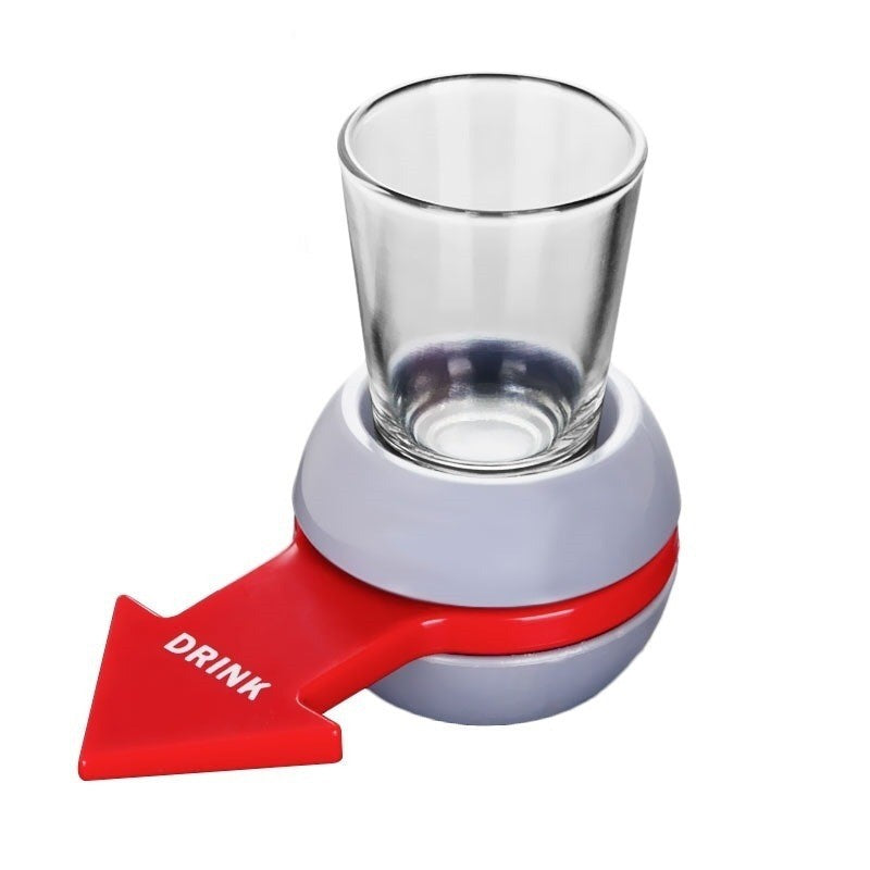 Joc de Baut Drink Spin, Ruleta pentru Petreceri cu Sageata Rotativa, Plastic ABS si Pahar Shot din Sticla 30 ml, 10.3 x 11.5 cm, Gri