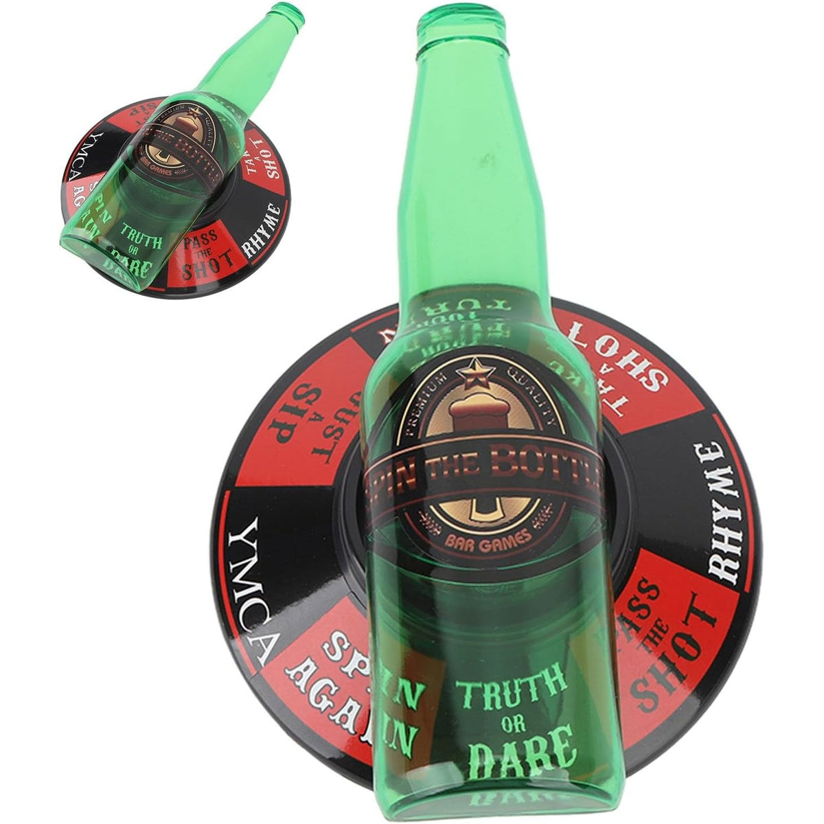 Joc de Baut Spin the Bottle, Ruleta cu Provocari pentru Party si Aniversari, Plastic ABS, 2-6 Jucatori, 18 x 12 cm, Multicolor