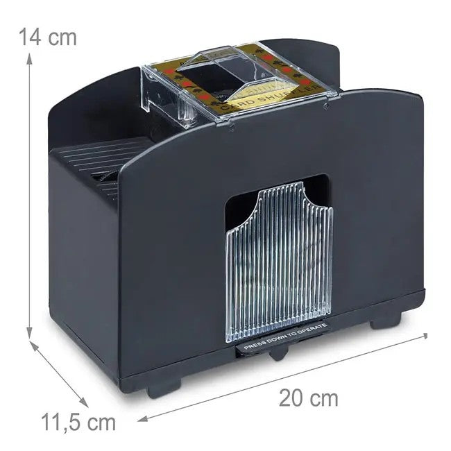 Masina Automata de Amestecat Carti de Joc, Dispozitiv Electric pentru 2 Pachete, Functionare cu 4 Baterii AA, Plastic, 21x10x9 cm, Negru