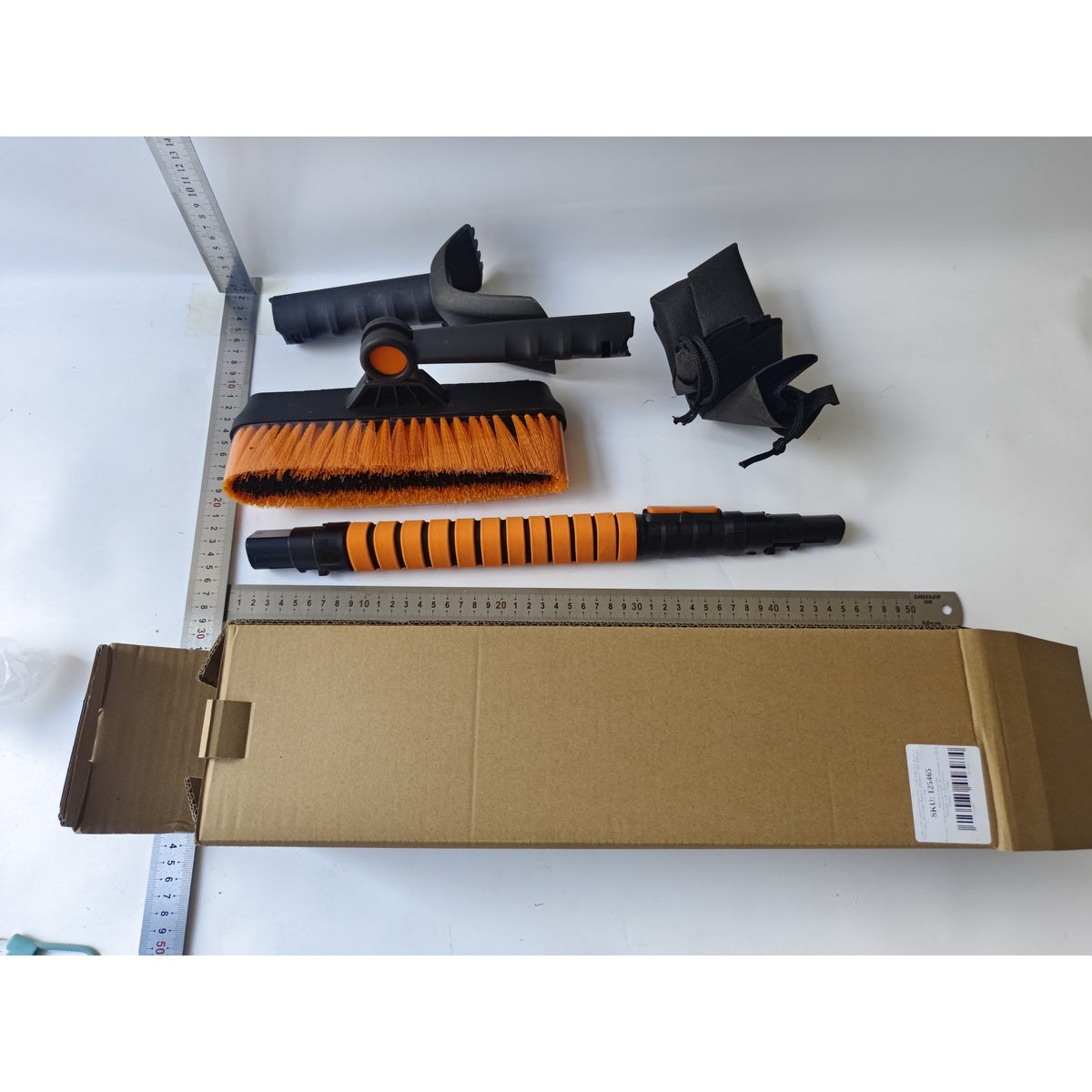 Perie Auto pentru Zapada si Racleta Gheata 3 in 1, Maner Telescopic Detasabil, Cap Rotativ, Aluminiu si ABS, 100 x 25 cm, Negru
