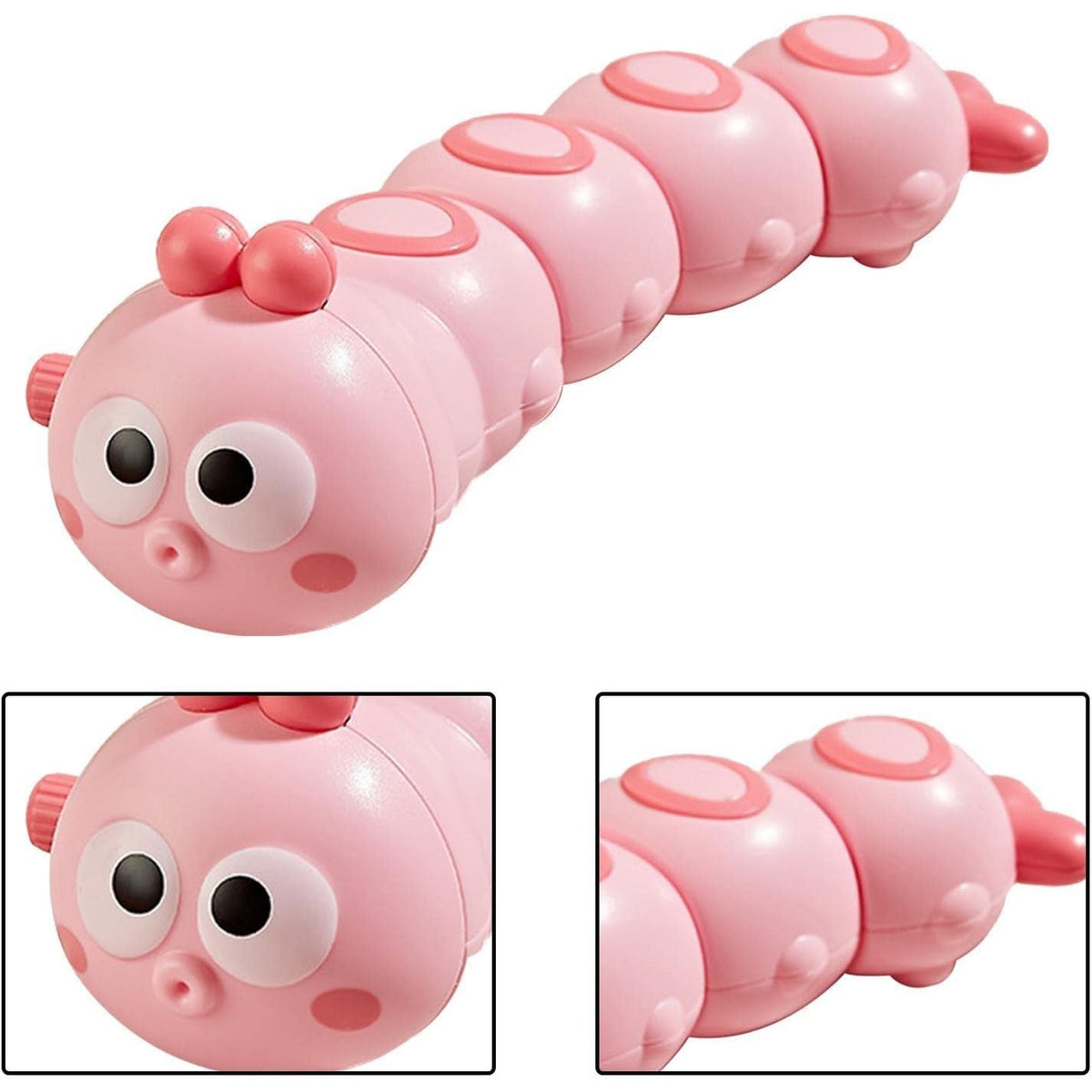 Jucarie Mecanica Omidă, cu Cheiță pentru Dezvoltare Motorie, Material ABS, 15 x 4 cm, Roz