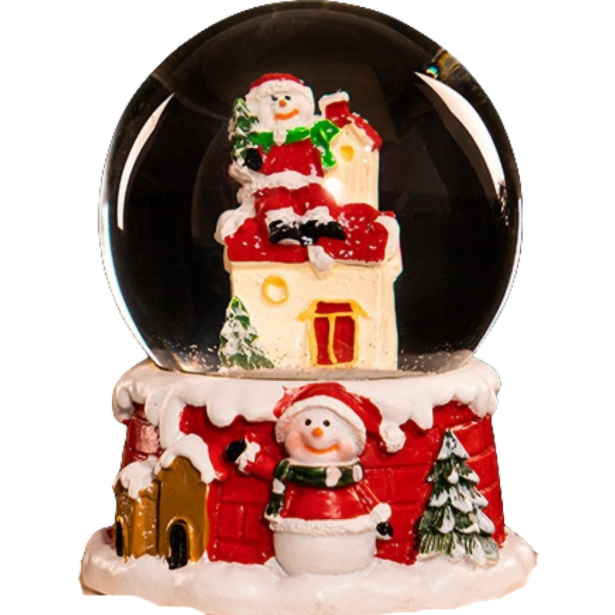 Glob Cu Zapada Decorativ, Mos Craciun Pe Casa, Mini Statueta De Craciun, Sticla Si Rasina, Diametru 4.5 cm, Multicolor