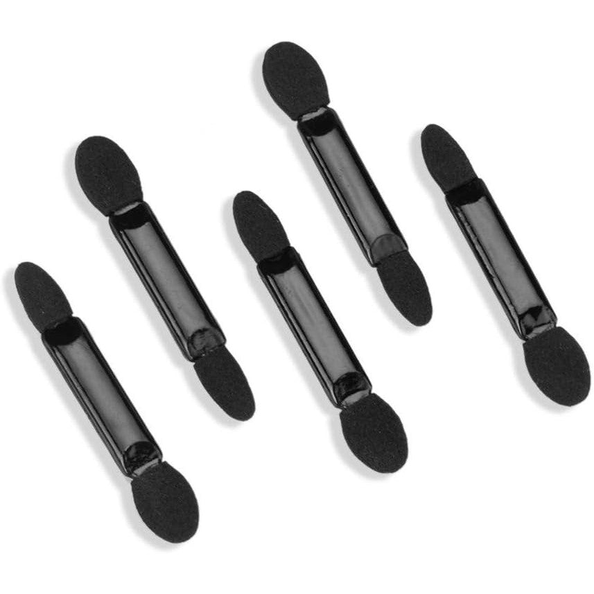 Set 20 Aplicatoare Machiaj pentru Fard de Pleoape, Dublu Capăt pentru Aplicare și Estompare, Poliuretan și Burete, 6.2 cm, Negru