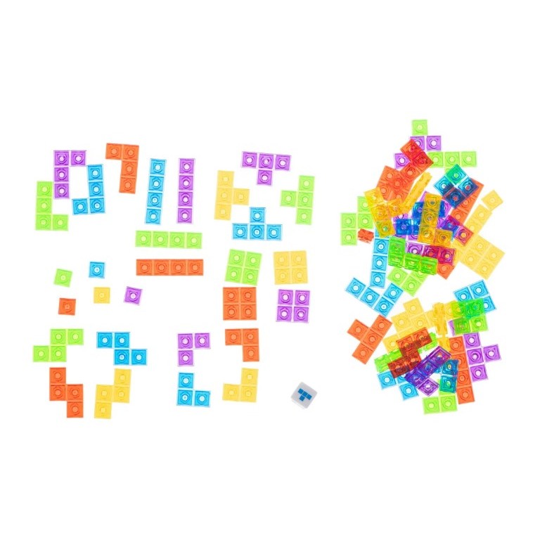 Joc De Inteligență Tetris Puzzle 3D, Montessori Interactiv, Plastic, 70 Piese Multicolore, Cadru Albastru, 23 x 19.8 x 5 cm