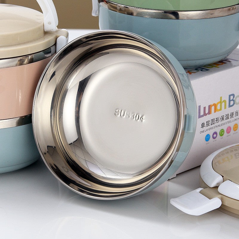 Set 2 Caserole Alimente Tip Lunch Box, Inchidere Etansa cu Valva Aerisire si Maner, Otel Inoxidabil, 1400 ml, 15.5 x 15 cm, Multicolor