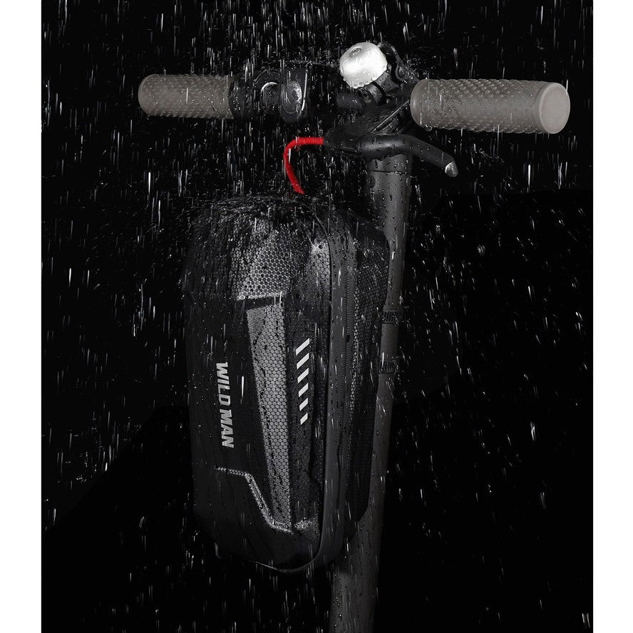 Borseta Depozitare Trotineta Electrica si Bicicleta, Carcasa Rigida Antisoc si Waterproof, Prindere Ghidon in 4 Puncte, Textura Carbon, 3L, Negru