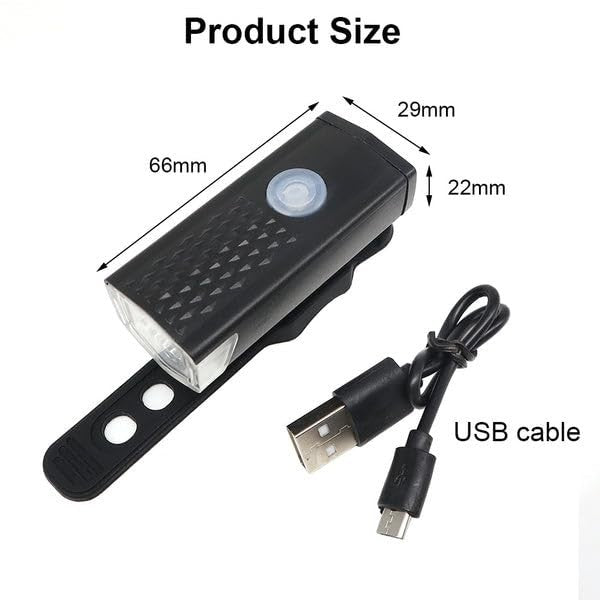 Far Proiector Bicicleta si Trotineta, LED Reincarcabil USB, 3 Moduri de Lumina, Rezistent la Apa IPX4, Plastic, Negru, 6.5x2.9x2.3 cm