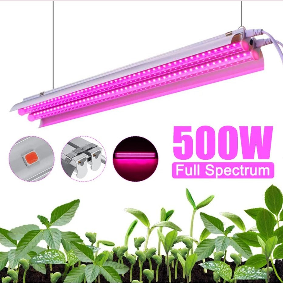 Lampa Dubla LED pentru Cresterea Plantelor, Spectru Complet, Tehnologie T5, Durata Viata 50.000 Ore, 50 cm, Alb