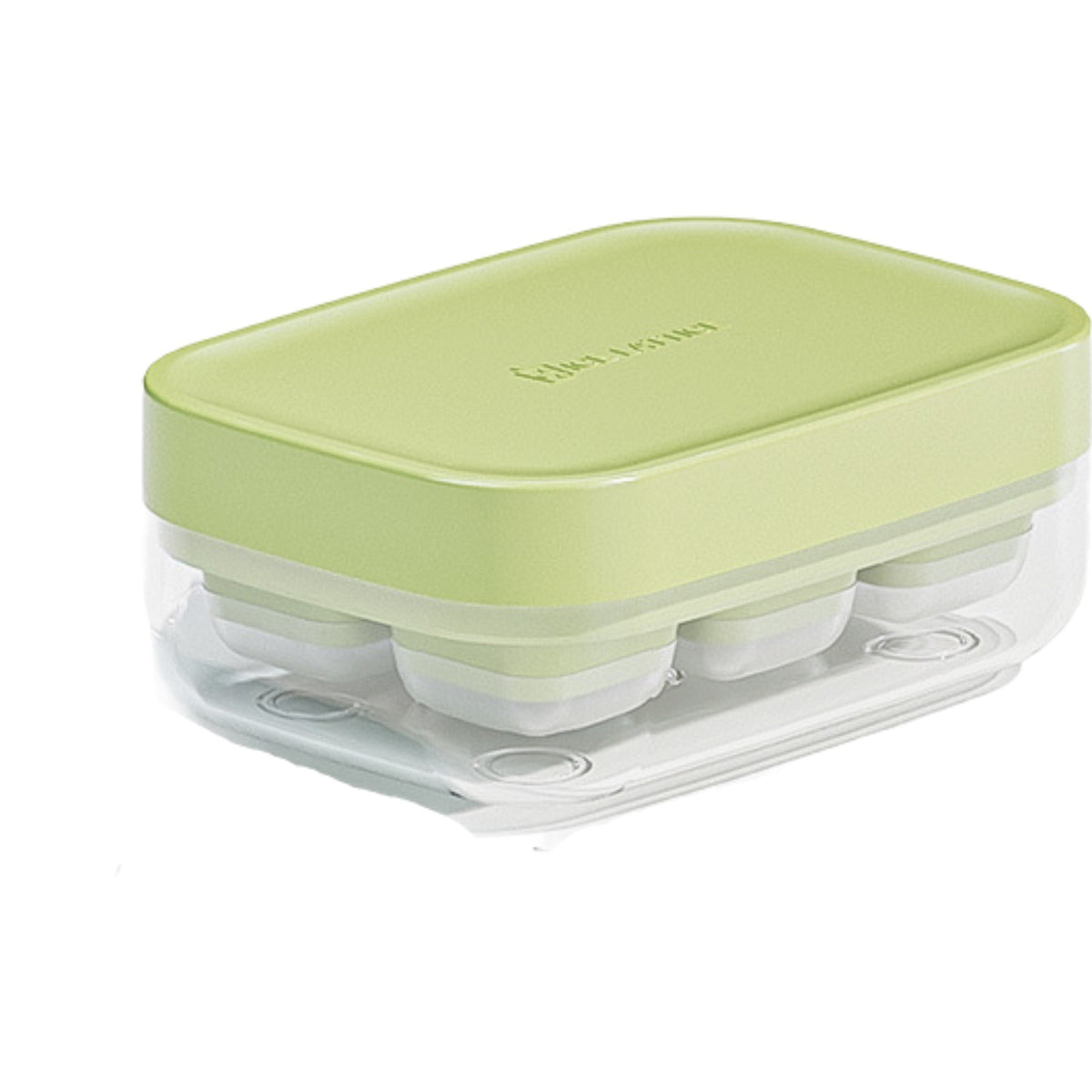 Forma pentru Gheata cu Presa si Caserola de Depozitare, Silicon Alimentar, 6 Cuburi Mari, 10.5 x 7.5 x 4.1 cm, Verde