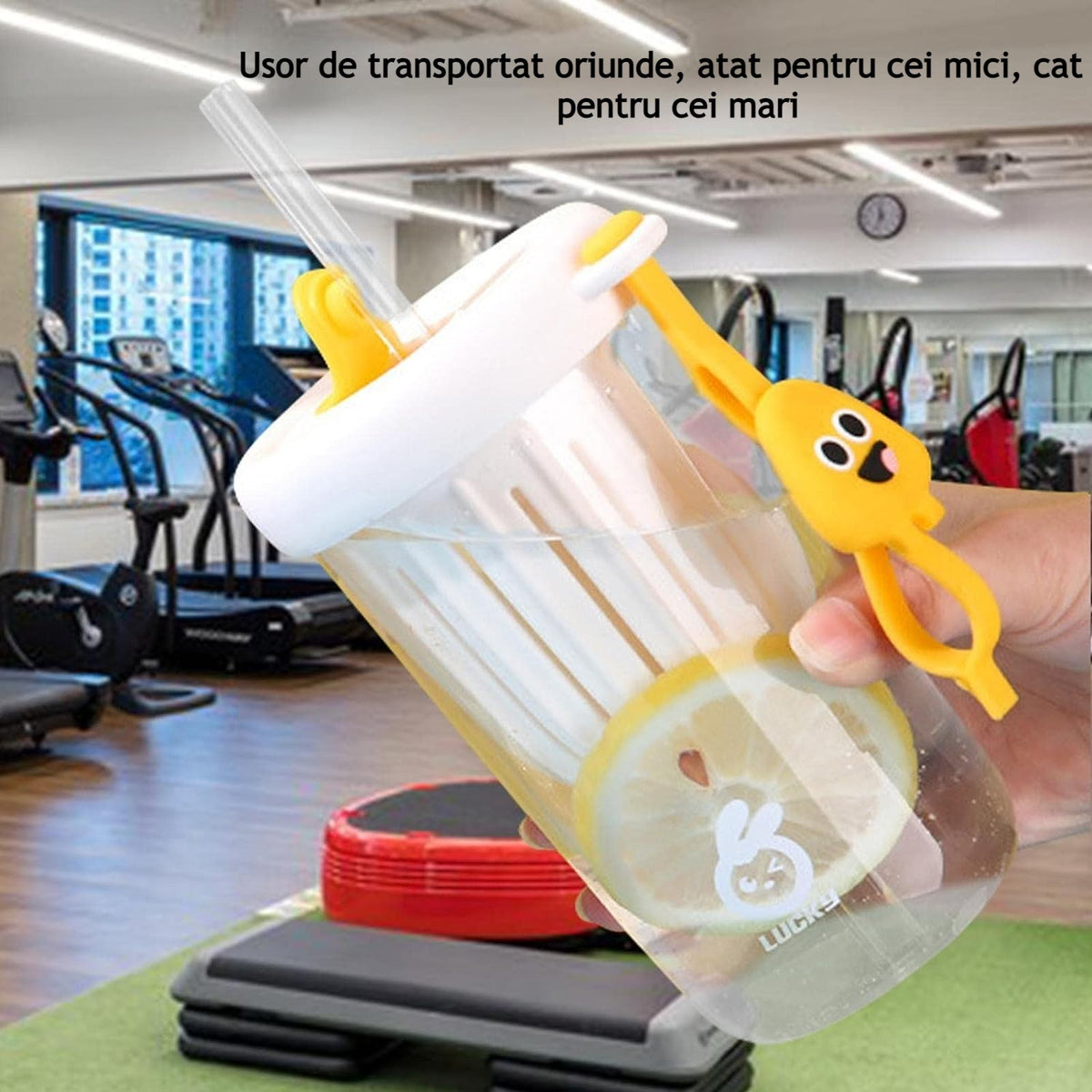 Pahar Pentru Copii Cu Capac Si Pai, Compartiment Infuzor Pentru Fructe Sau Ceai, Rezistent La Socuri Si Temperaturi Inalte, Plastic Fara BPA, 500 ml, Alb, 14.5x8.8x20 cm