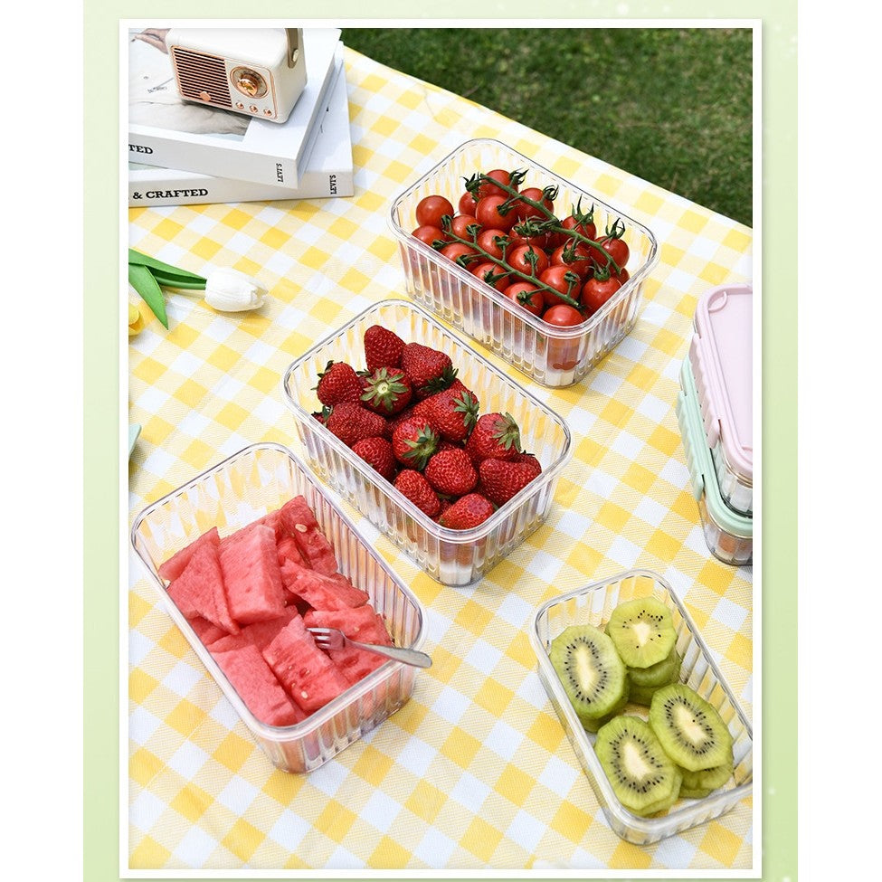 Caserola Termoizolanta Pentru Pranz, Recipient Etans Cu 2 Compartimente, Maner Si Spatiu Pentru Tacamuri, Plastic Rezistent La Congelator, Include 2 Furculite, 1500 ml, Transparent, 10 x 13.5 x 20 cm
